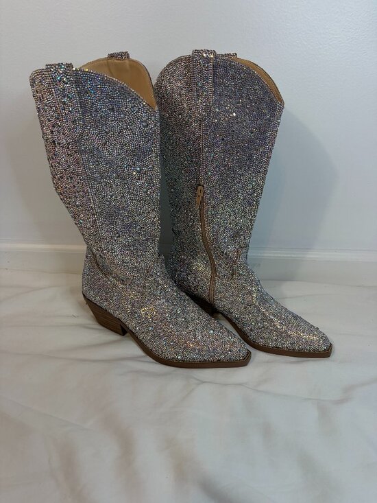 Betsey Johnson Shoes - Betsey Johnson Utah Rhinestone Bedazzled Calf Height Boots